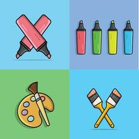 Set of Paint Art Elements vector illustration.