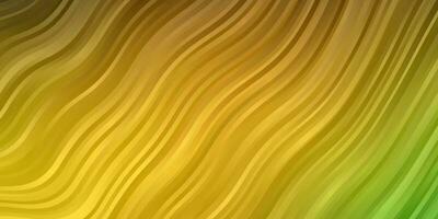 Dark Green, Yellow vector pattern with curved lines.