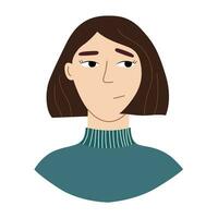 inseguro mujer emoción en un plano estilo. moderno vector personaje negativo emociones concepto