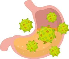 Green micro-organism. Disease and illness. Dysentery and medical care. Digestive problems. Flat icon vector