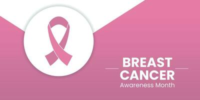 Breast Cancer Vector Banner, Poster for Social Media Use. October breast cancer emblem sign for awareness month with pink ribbon symbol. Realistic pink ribbon. Poster template. Vector illustration.