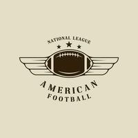 american football logo with wing vintage vector illustration template icon graphic design. sport of ball sign or symbol for club or league concept with retro typography style