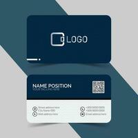 Blue and white modern business card layout vector