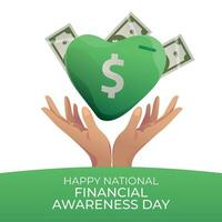 National financial awareness day design template good for celebration. Financial awareness day design illustration. Heart design illustration. vector