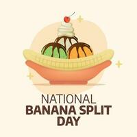 national banana split day design template good for celebration. banana split illustration design. vector illustration. flat design. eps 10.