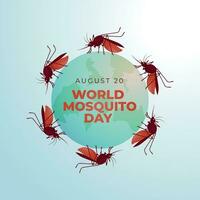 World mosquito day design template good for celebration. mosquito illustration design. flat mosquito design. eps 10. globe illustration. vector