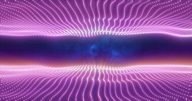 Abstract purple energy waves from particles above and below the screen magical bright glowing futuristic hi-tech background photo