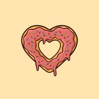 Heart Shaped Donut Cartoon Vector