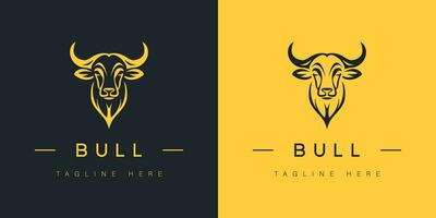 Bull head simple logo template minimal bull vector logo for company organization business bull logo editable template. Pro logo template.