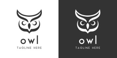 Simple owl head minimal owl head logo design template for business company organization. Pro vector logo.