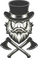 Beard man and axe vector illustration