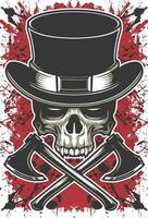 Skull with hat and axe vector