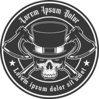 Skull logo with axe and hat vector logo