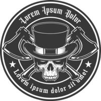 Skull logo with axe and hat vector logo