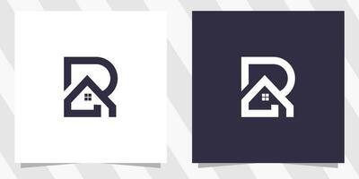 letra r con hogar logo vector