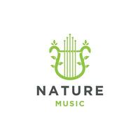 Organic harp music logo icon design template vector