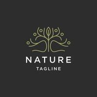 Nature flower line logo design template flat vector