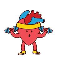 Hearth organ Cute workout mascot illustration vector