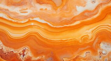 Generative AI, natural volcanic agate stones close-up light orange, apricot crush and golden texture. Wallpaper background, quartz marble, decorative rock pattern. photo