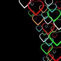 Multicolored figures on a black background. Seamless pattern of iridescent holographic contours of hearts vector