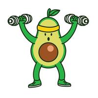Avocado workout cute character illustration vector