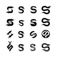 S Snake initial letter logo icon design set collection vector