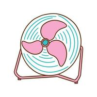 Desktop or floor fan pink color. Vector hand drawn