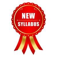 New Syllabus Red and Gold Elegant Badge Emblem Isolated Vector