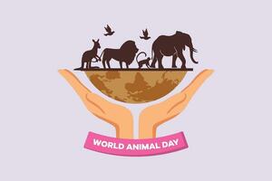 World Animal Day on October 4 concept. Colored flat vector illustration isolated.