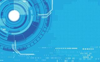 Blue circle digital technology communication network design vector