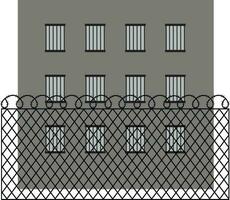 Prison jail building. Barbed wire fence vector