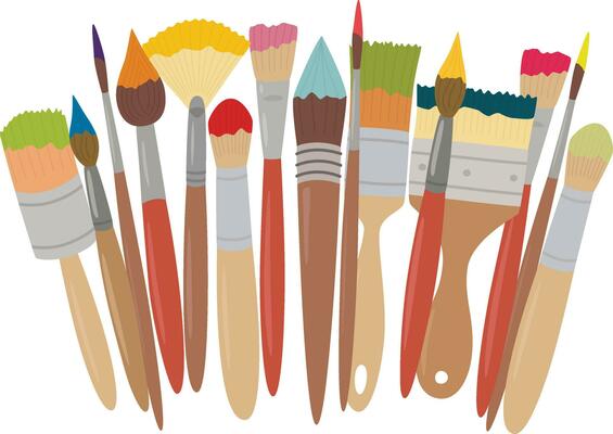 Art brushes with colored paint