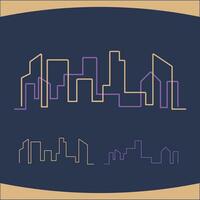 Skyline Buildings Skyscraper Line Art Lofi Logo Vector