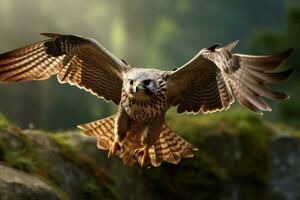 Flying falcon in the nature background photo