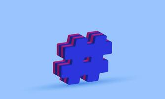 unique 3d style realistic hashtag sine icon trendy symbols isolated on background vector