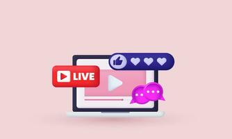 illustration social media live streaming comment vector icon 3d  symbols isolated on background