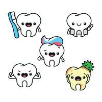 CUTE TOOTH MASCOT IN SOME DIFFERENT ACTION VECTOR SET
