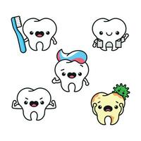 CUTE TOOTH MASCOT IN SOME DIFFERENT ACTION VECTOR SET