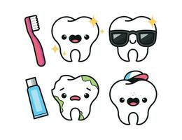 CUTE TOOTH MASCOT COLLECTION VECTOR