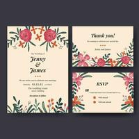 watercolor floral wedding invitation vector