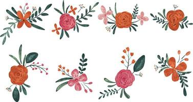 watercolor flower bouquet collection vector