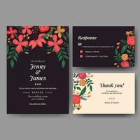 watercolor floral wedding invitation vector