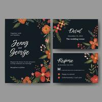 watercolor floral wedding invitation vector