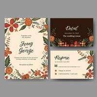 watercolor floral wedding invitation vector