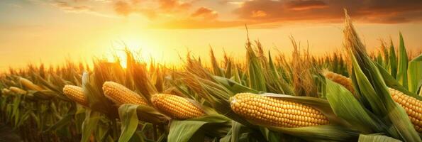maíz mazorcas en agricultura campo. foto