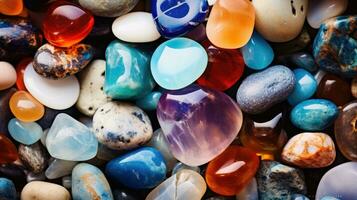 playa piedras preciosas pila de precioso piedras natural material para interior diseño, digital ai. foto