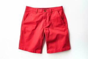 Red summer shorts isolated on white background. Generative AI photo