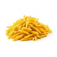 Penne rigate pasta isolated on white background side view photo