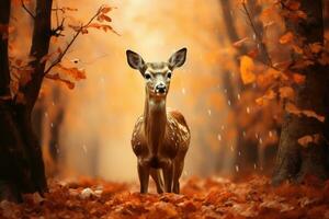 Fallow deer in autumn forest photo