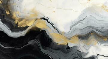 Abstract marbled background. Luxurious elegant black and white marble stone texture, with gold details. Generative AI photo